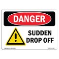 Signmission OSHA Danger Sign, Sudden Drop Off, 18in X 12in Decal, 18" W, 12" H, Landscape, Sudden Drop Off OS-DS-D-1218-L-1584